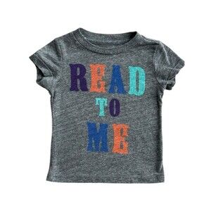 Peek Little Peanut Baby Short Sleeve Gray Read To Me Graphic Tee. 6-12 Months.